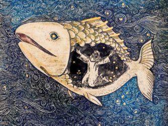 Art in clay limited edition handmade ceramic jonah and the whale plaque wall hanging1 