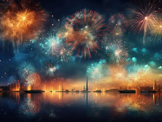 Pngtree dancing stars happy new year holiday background with painting fireworks image 13943160