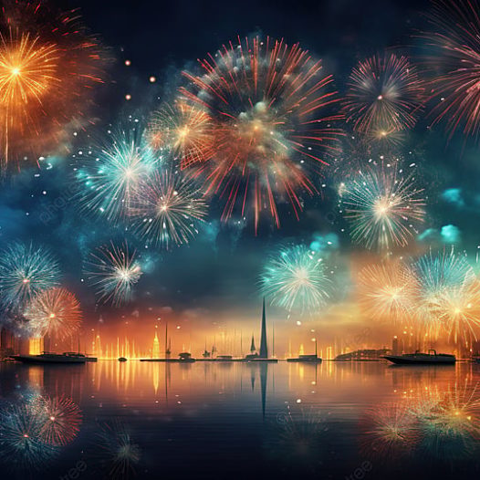 Pngtree dancing stars happy new year holiday background with painting fireworks image 13943160