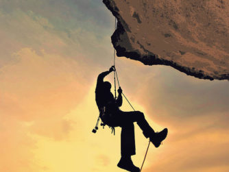 Mountain climber hanging by a thread elaine plesser