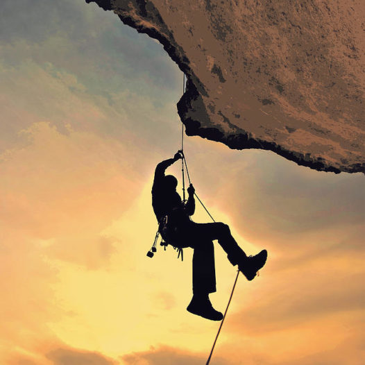 Mountain climber hanging by a thread elaine plesser