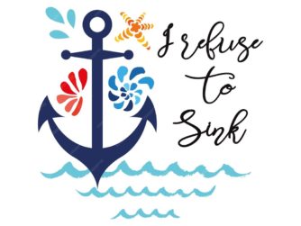 Typographic banner with phrase i refuse sinkdecorated anchor seashells wave positive quote 166089 1294
