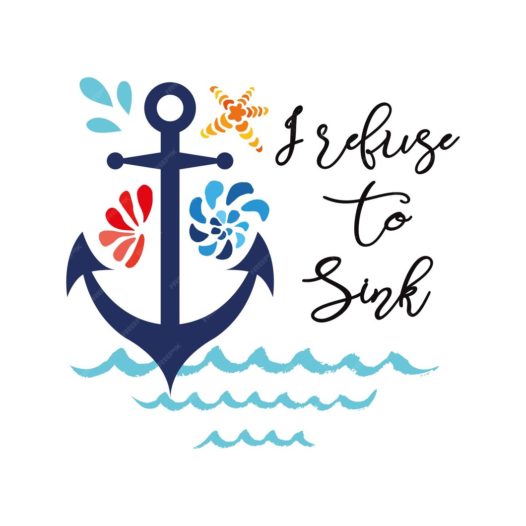 Typographic banner with phrase i refuse sinkdecorated anchor seashells wave positive quote 166089 1294