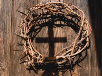 Jesus crown thorns and nails and cross on a wood b 2023 03 22 07 27 04 utc r