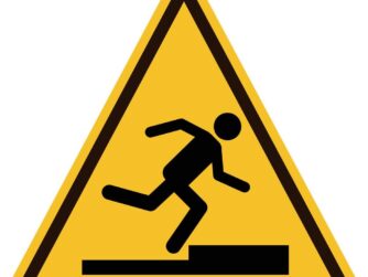 Stumbling man icon on white background watch your step sign tripping hazard symbol flat style vector