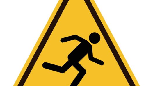 Stumbling man icon on white background watch your step sign tripping hazard symbol flat style vector