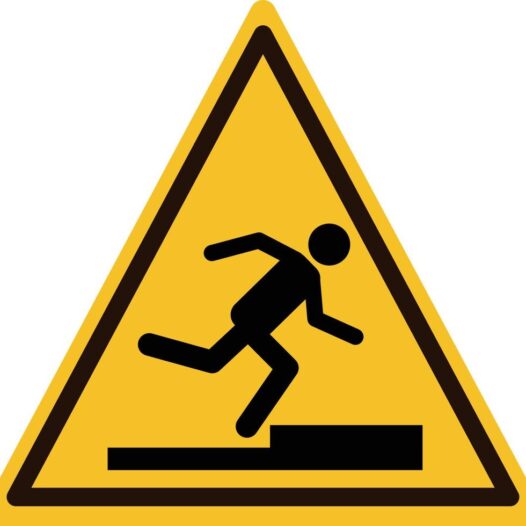 Stumbling man icon on white background watch your step sign tripping hazard symbol flat style vector