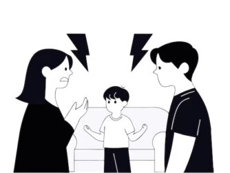 Parents arguing front sad child abusive relationship wife husband 831490