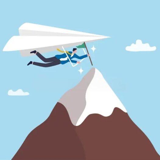 Advantage to reach mountain peak success achievement journey victory shortcut creativity fast challenge performance concept