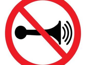 No horn sign forbidden honking silence quiet zone vector