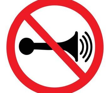 No horn sign forbidden honking silence quiet zone vector