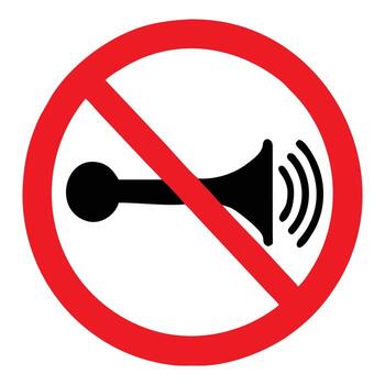 No horn sign forbidden honking silence quiet zone vector