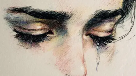 Closeup painted eyes tear drops textured strokes closeup painted eyes tear drops textured strokes
