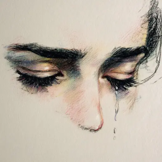Closeup painted eyes tear drops textured strokes closeup painted eyes tear drops textured strokes